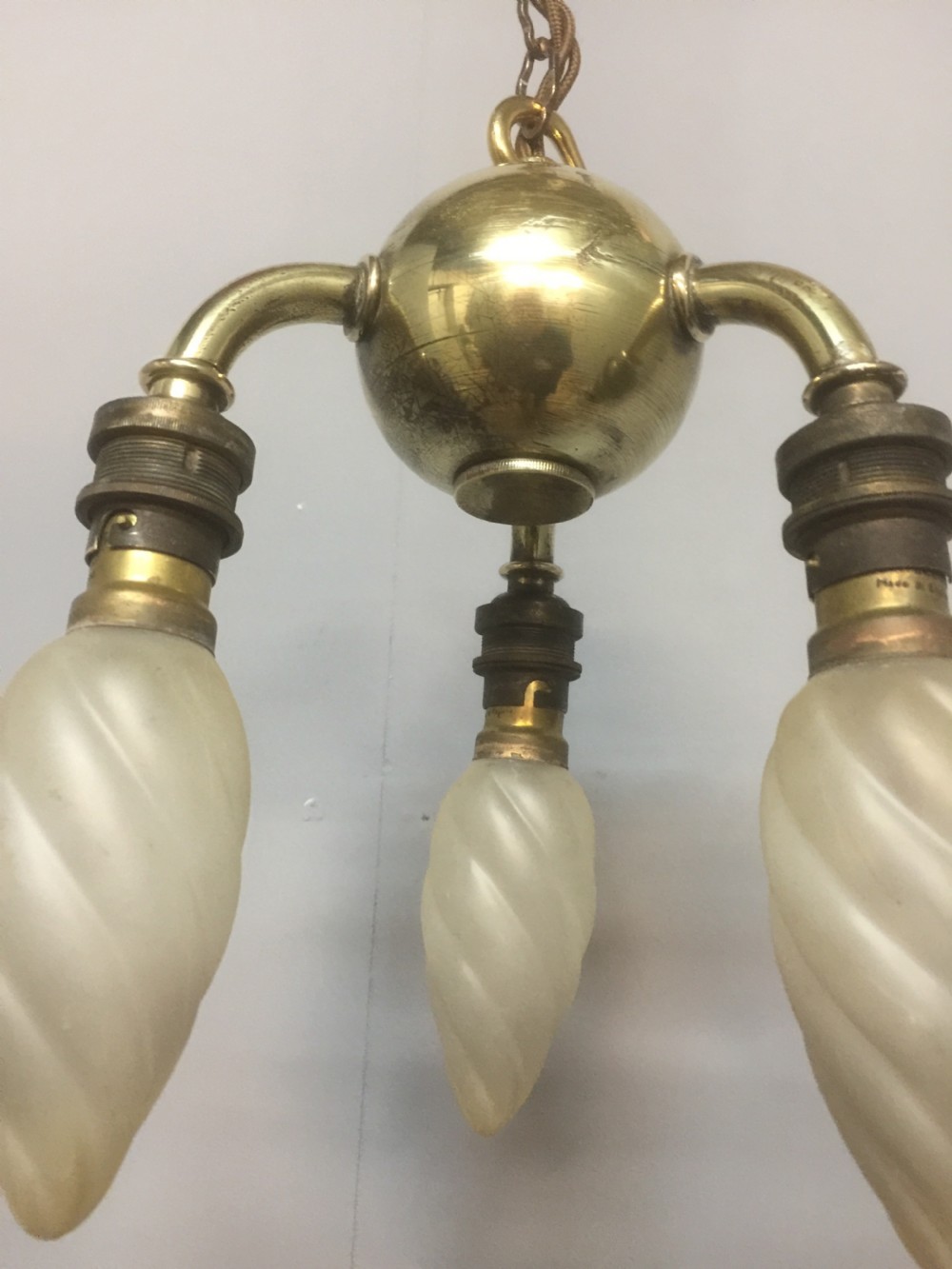 Unusual early twentieth century brass light fitting Great quality View VI