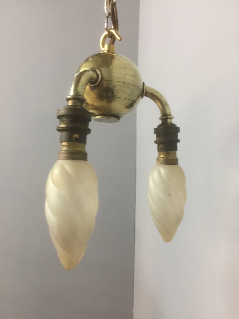 Unusual early twentieth century brass light fitting Great quality View VII