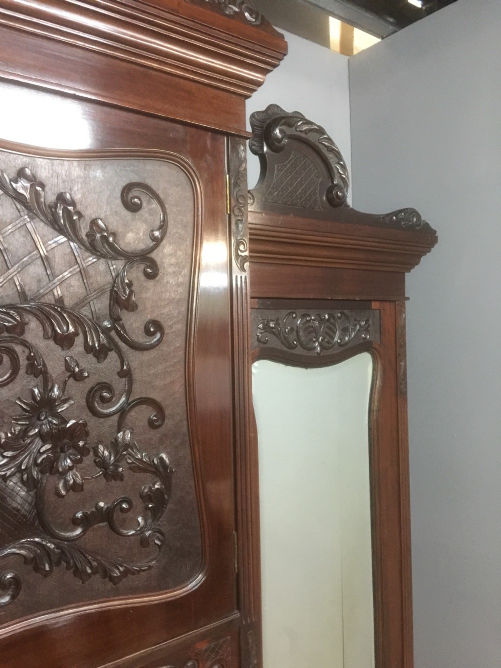 Art Nouveau mahogany princess wardrobe in original condition  View III