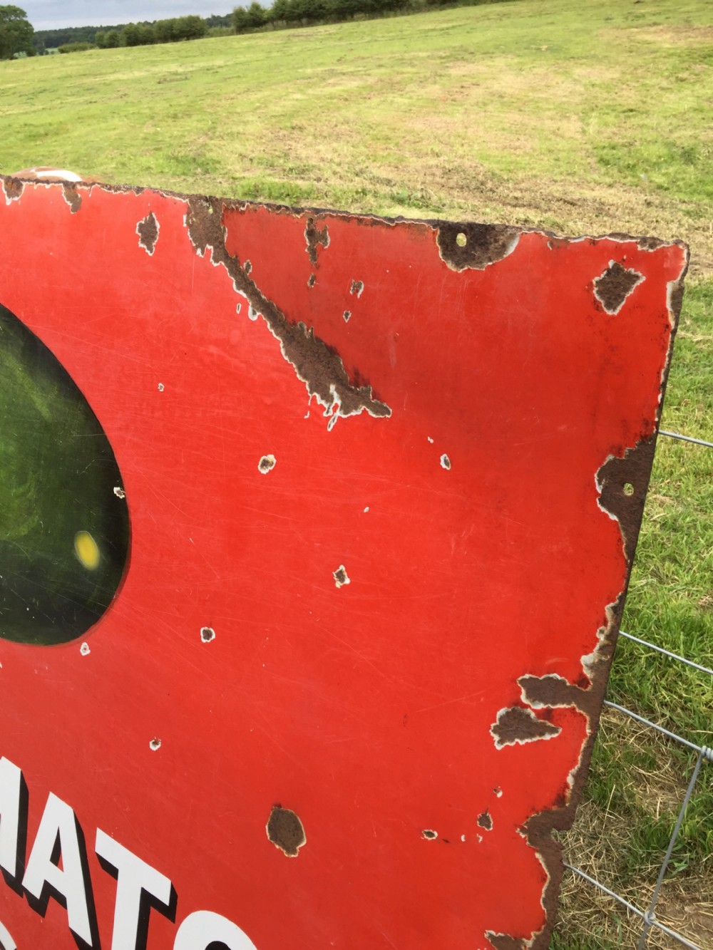 Large enamel sign Heinz 57 tomato fish sauce circa 1920 View IV