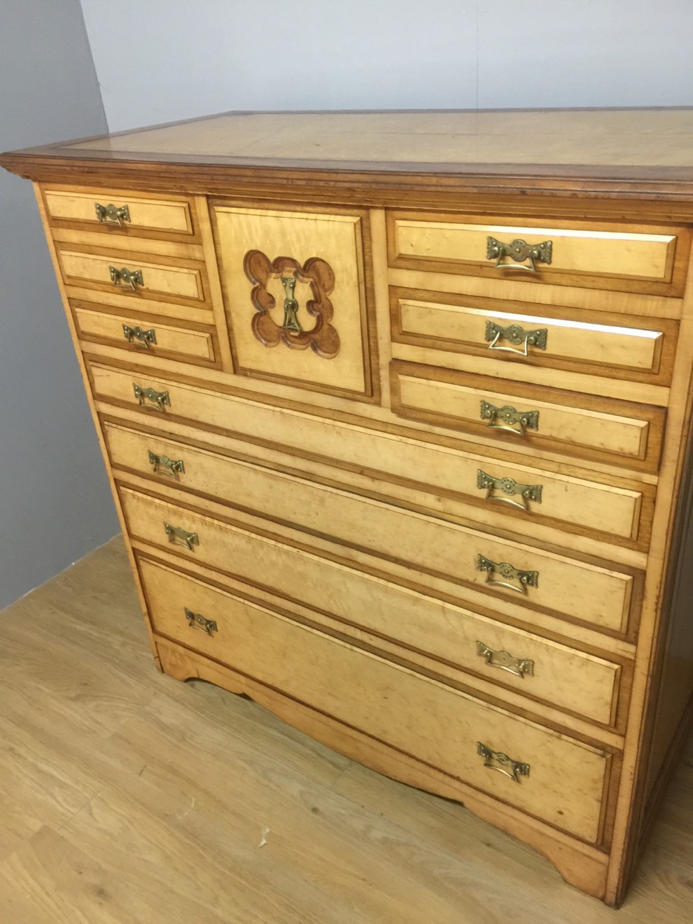 Rare nineteenth century birds eye maple and mahogany chest of drawers  View XII