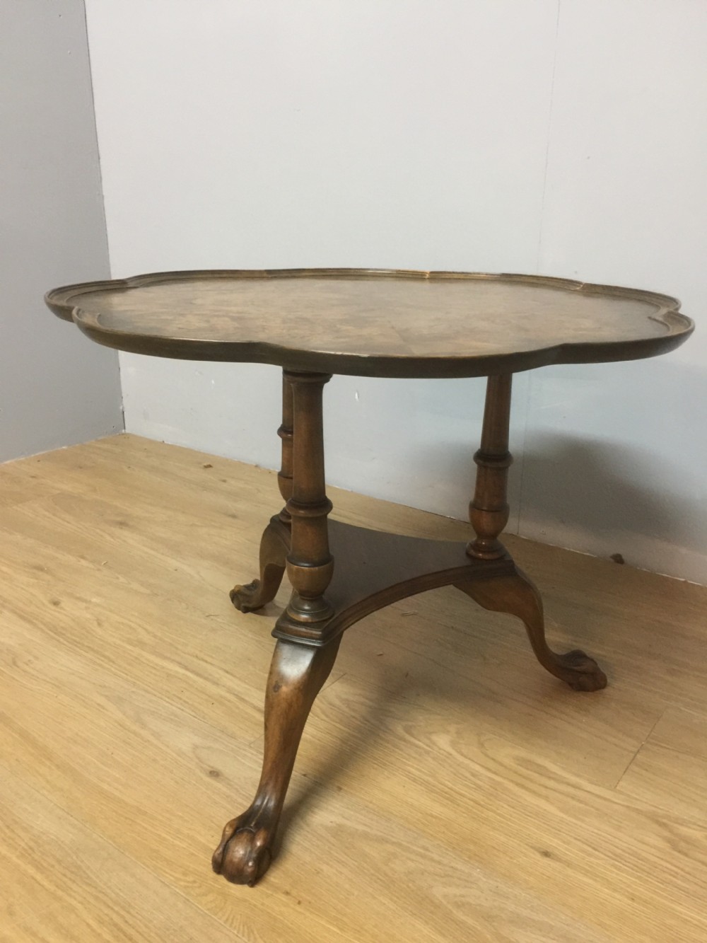 Burr walnut coffee table circa 1920 View II