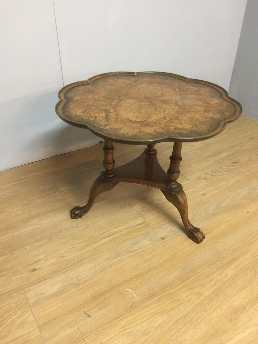 Burr walnut coffee table circa 1920 View IV