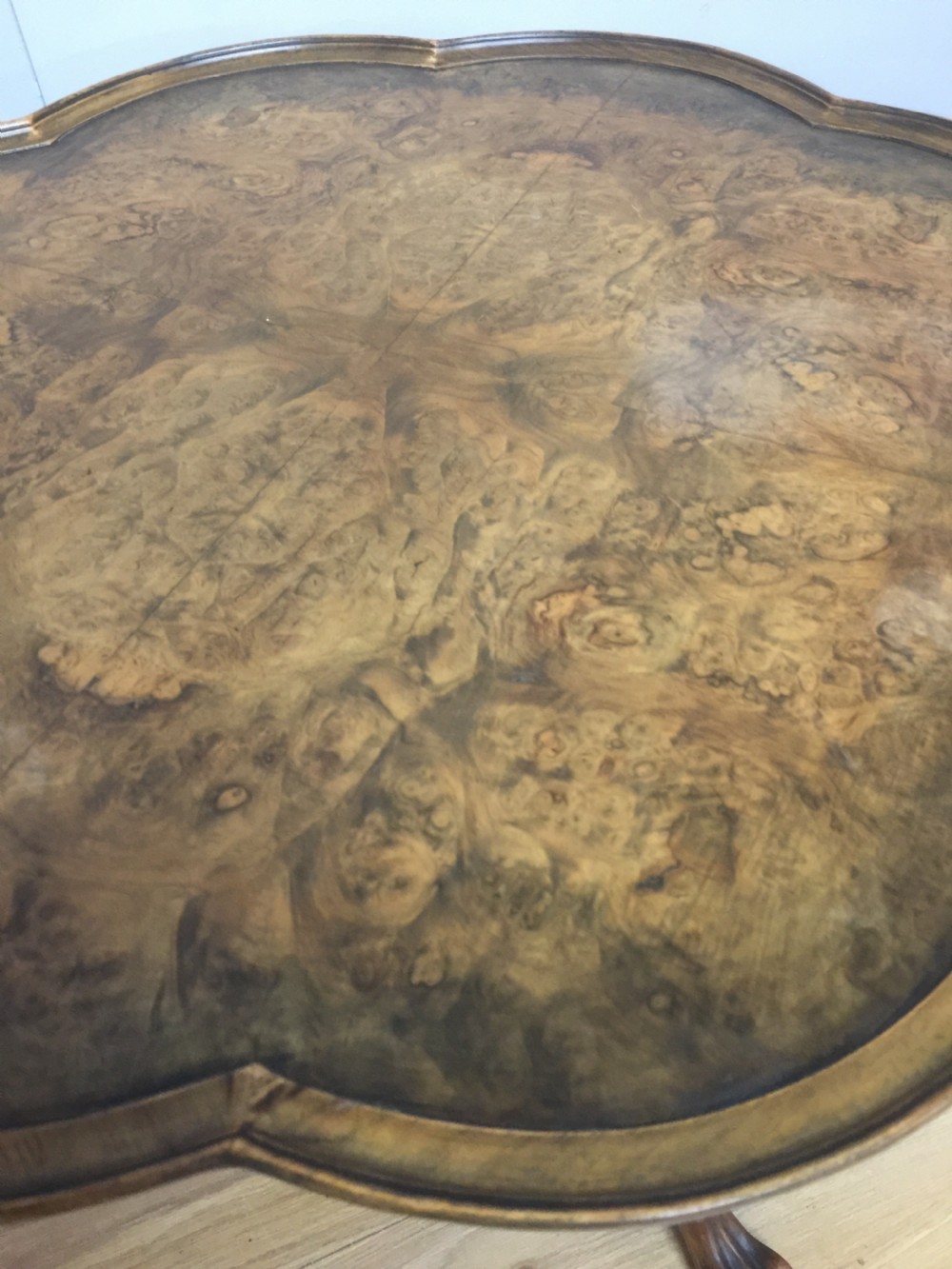 Burr walnut coffee table circa 1920 View VI