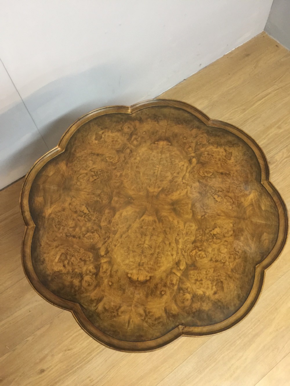 Burr walnut coffee table circa 1920 View VIII