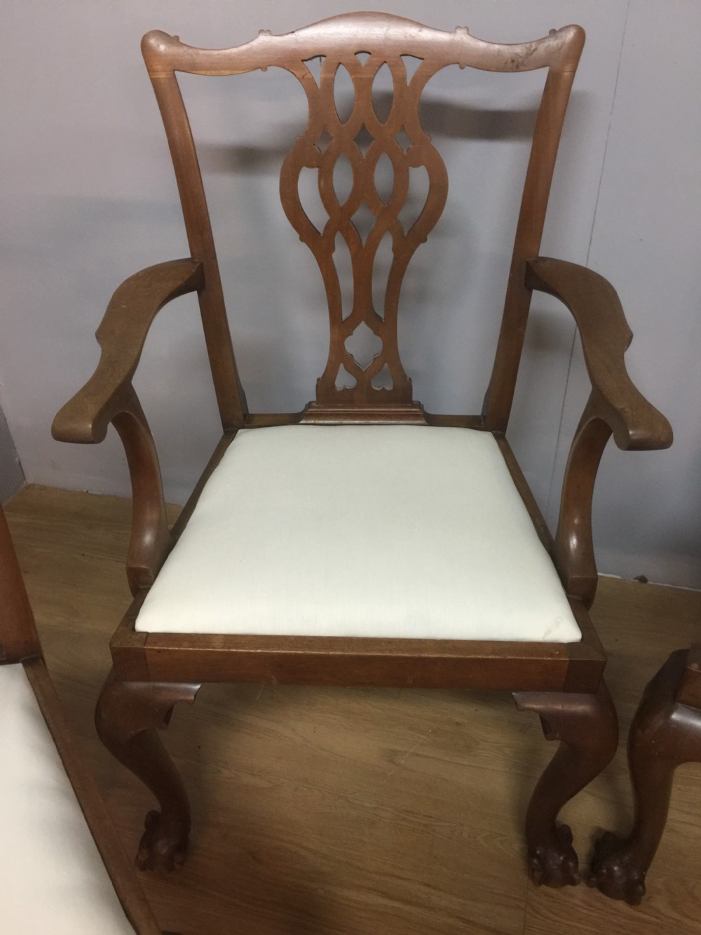 Four Chippendale style dining chairs in solid mahogany circa 1900 View IV