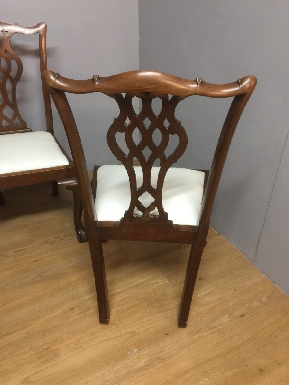 Four Chippendale style dining chairs in solid mahogany circa 1900 View VIII