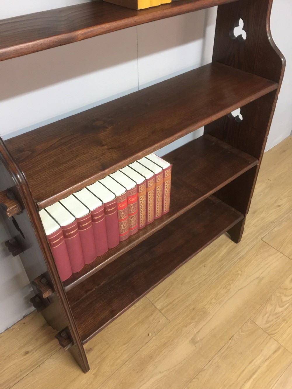 Arts and crafts seven height oak shelves circa 1900 View VI