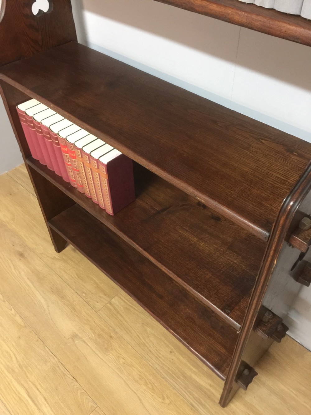 Arts and crafts seven height oak shelves circa 1900 View IX
