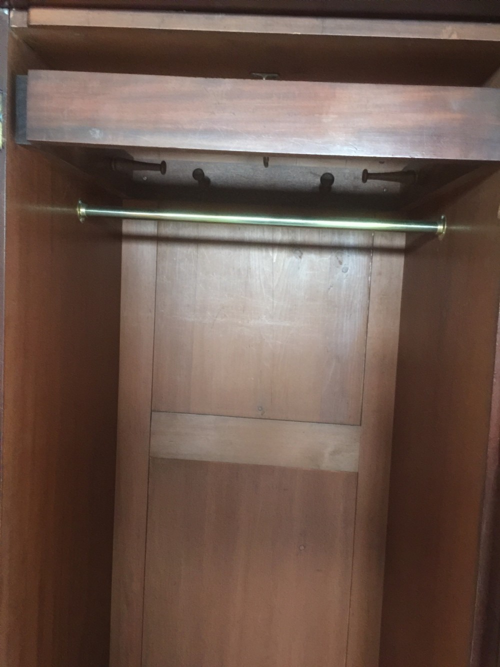 Nineteenth century flame mahogany triple wardrobe View XII