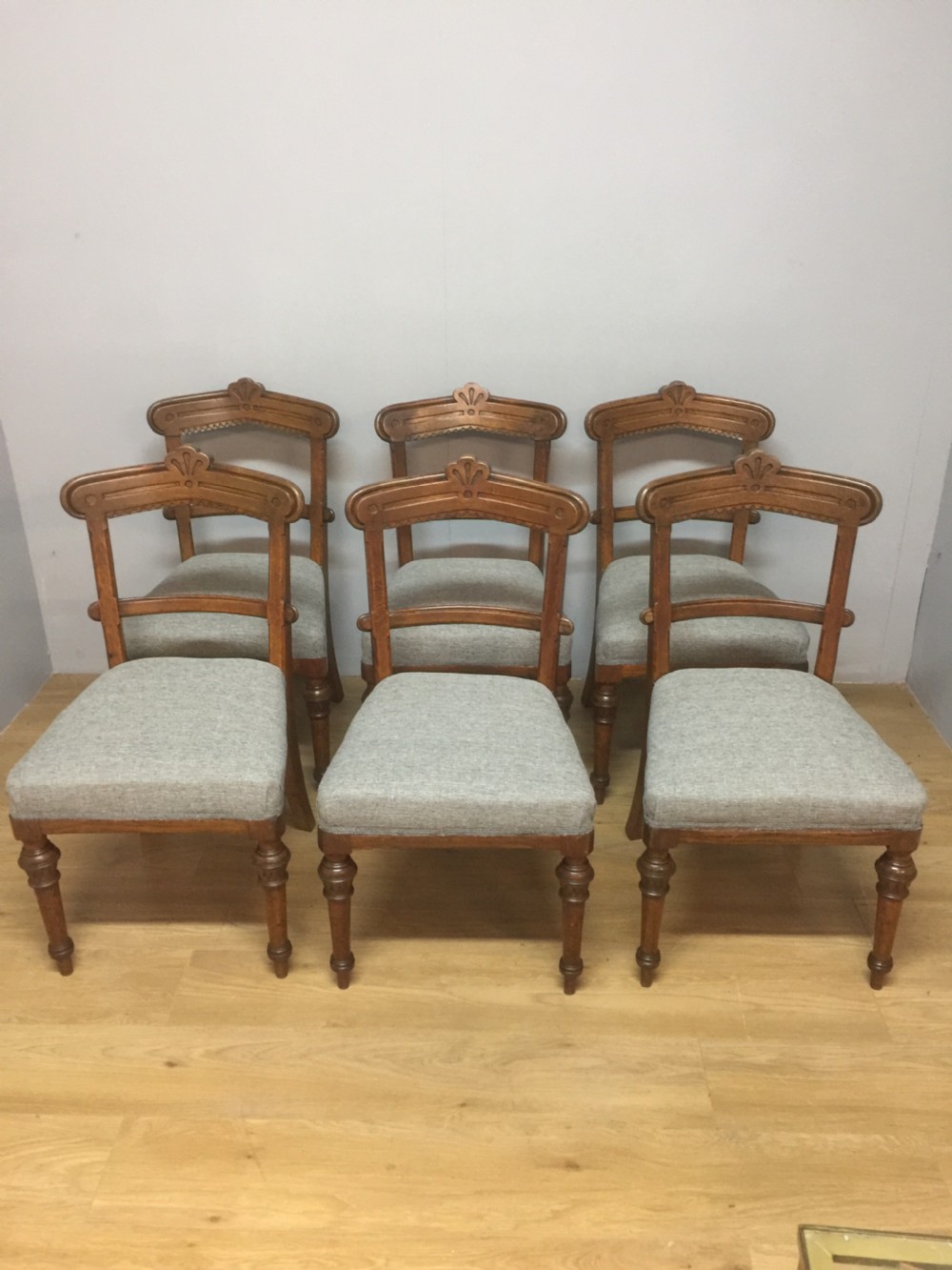 Set of six arts and crafts oak chairs