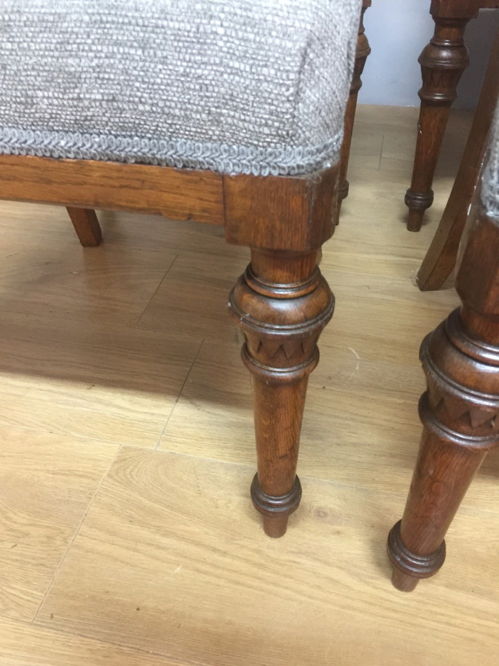 Set of six arts and crafts oak chairs View V