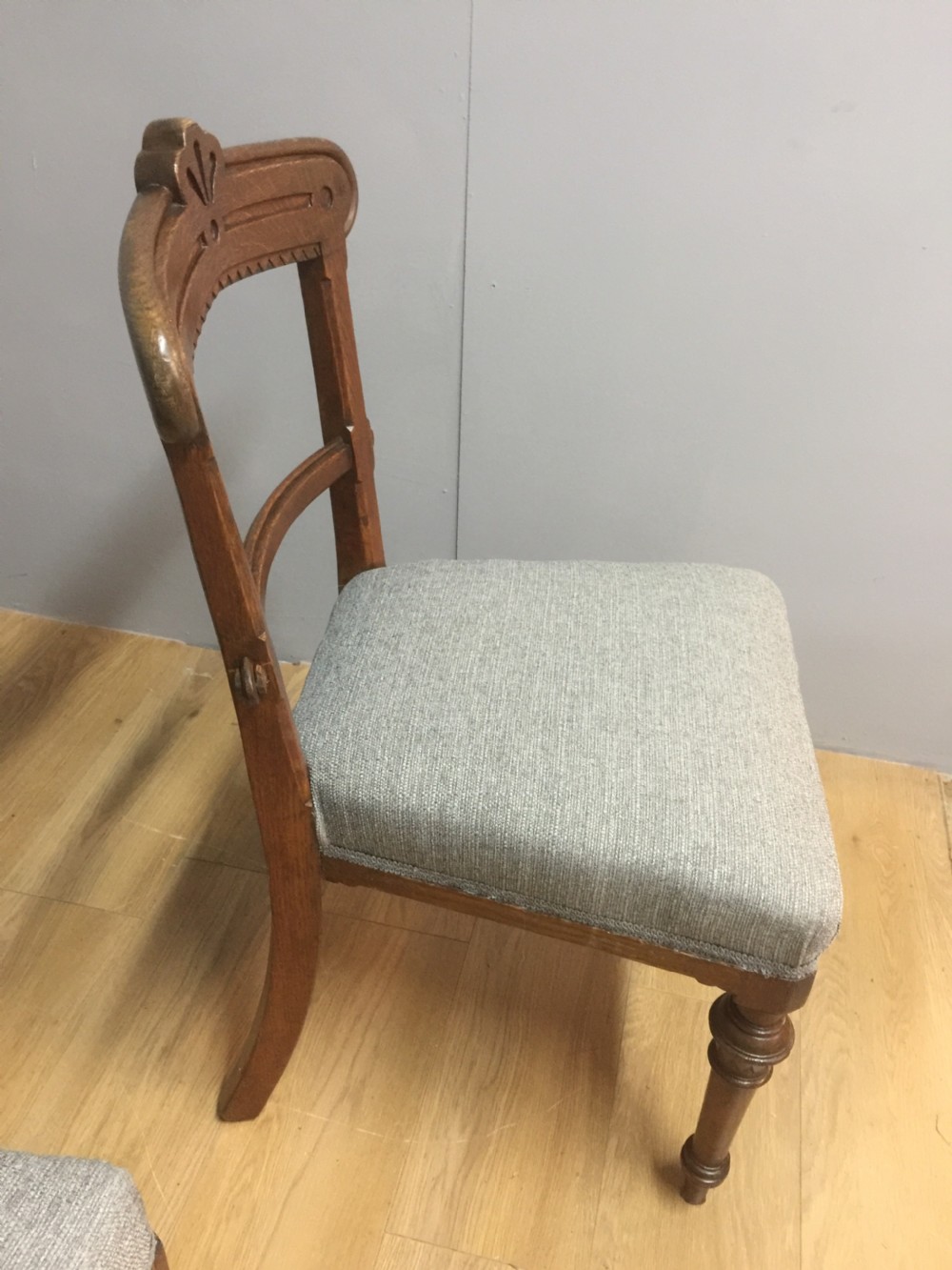 Set of six arts and crafts oak chairs View VI