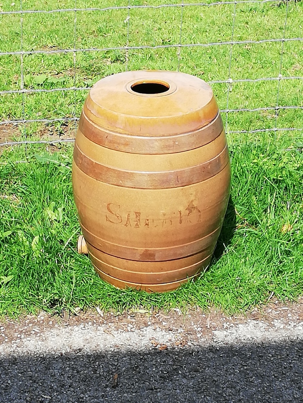 19th Century salt glazed stoneware sherry barrel