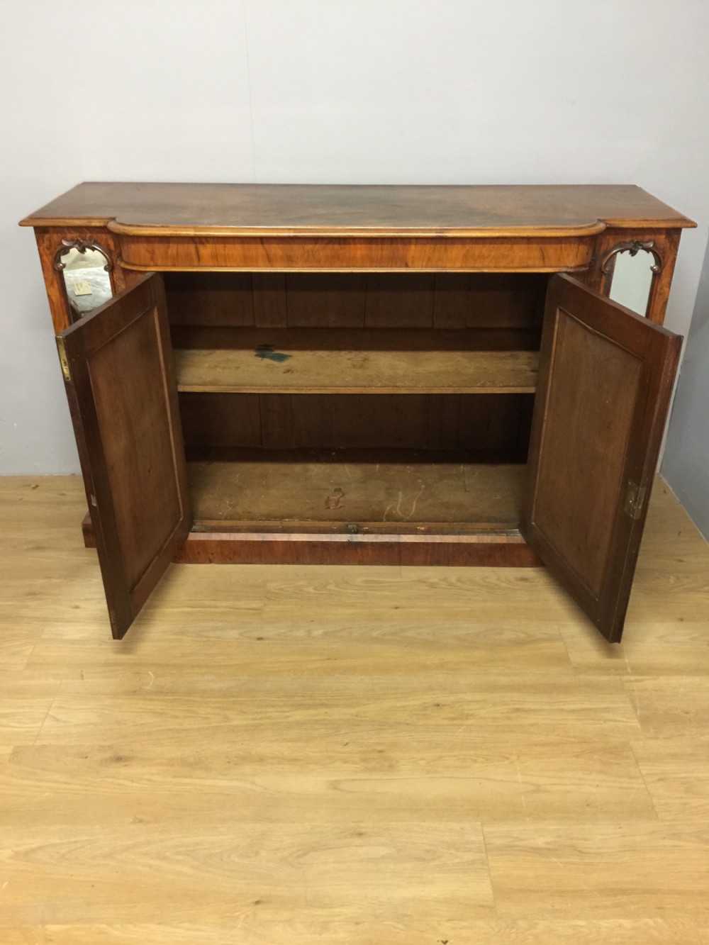 Nineteenth century burr walnut breakfront side cabinet View VII