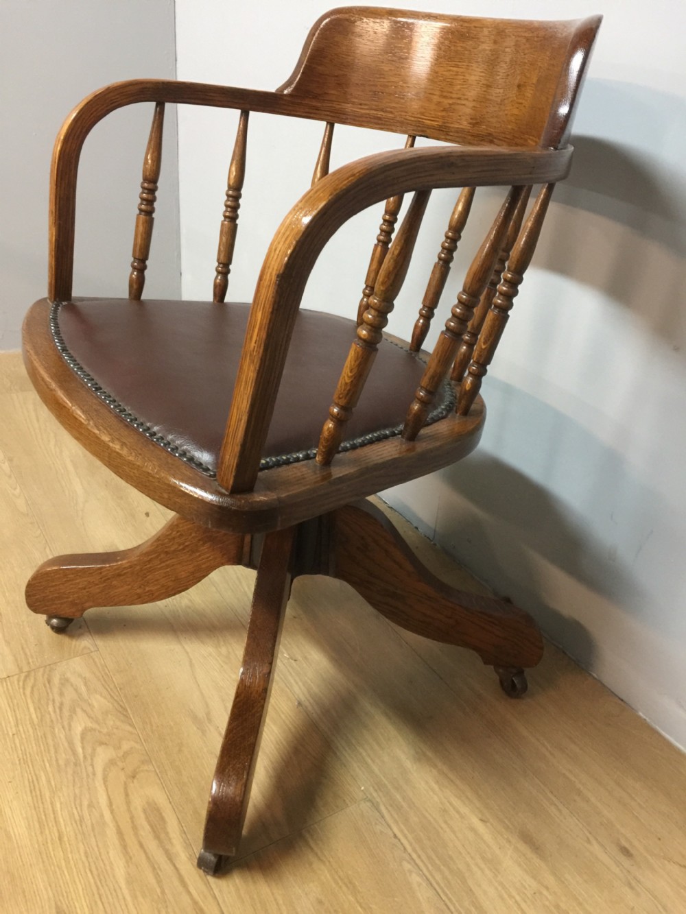 Solid oak revolving desk chair View V