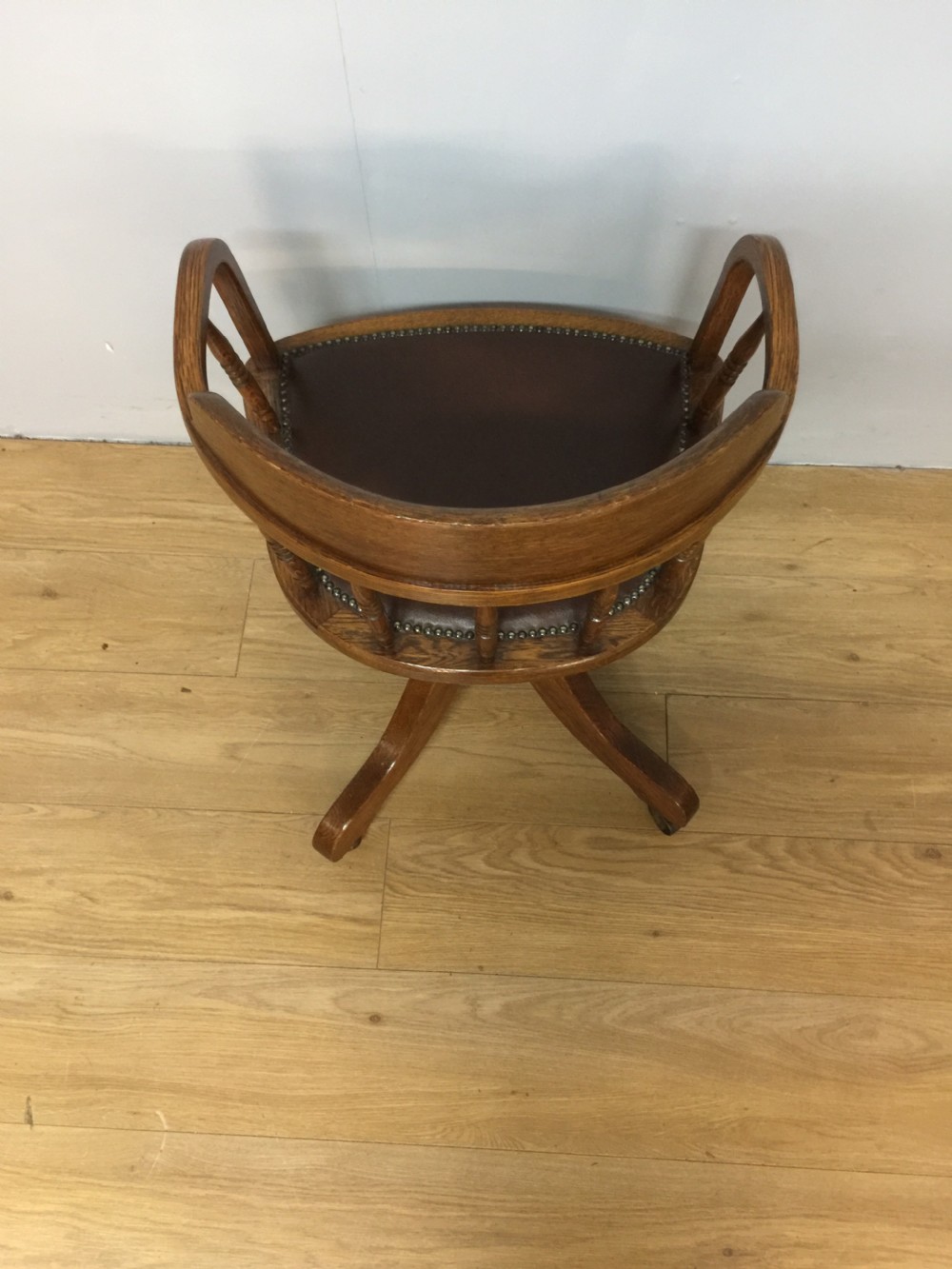 Solid oak revolving desk chair View X