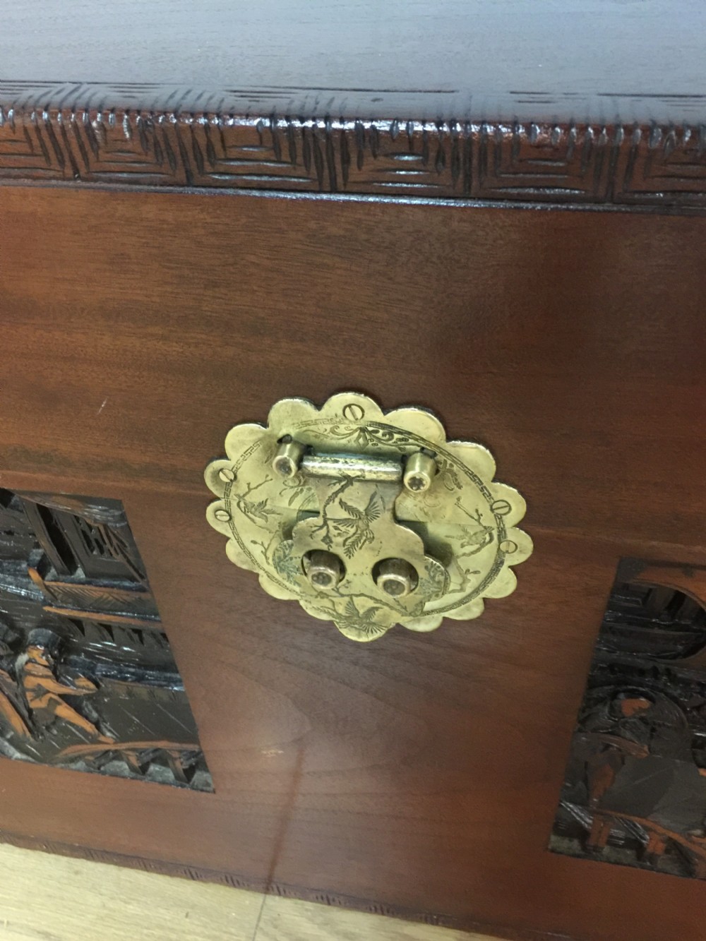 Carved Camphorwood chest circa 1920 View III