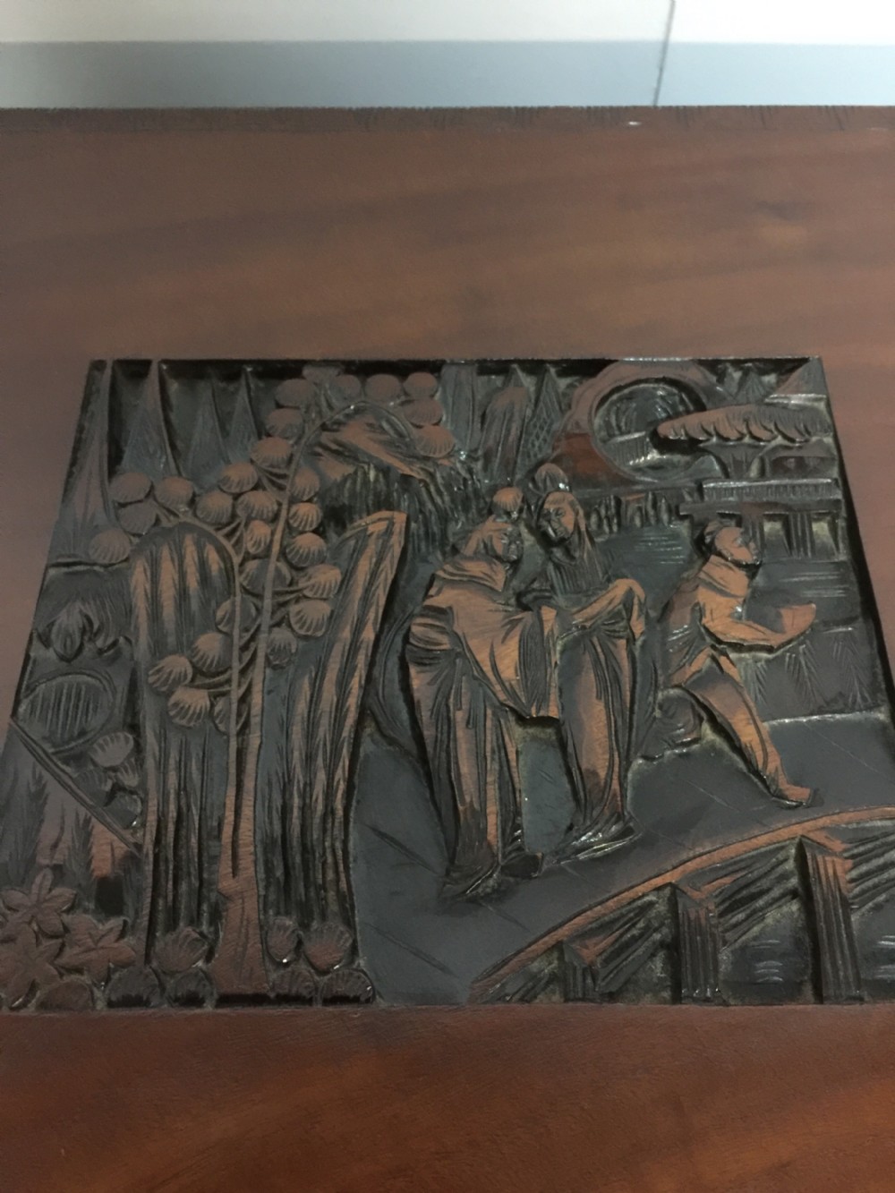 Carved Camphorwood chest circa 1920 View V