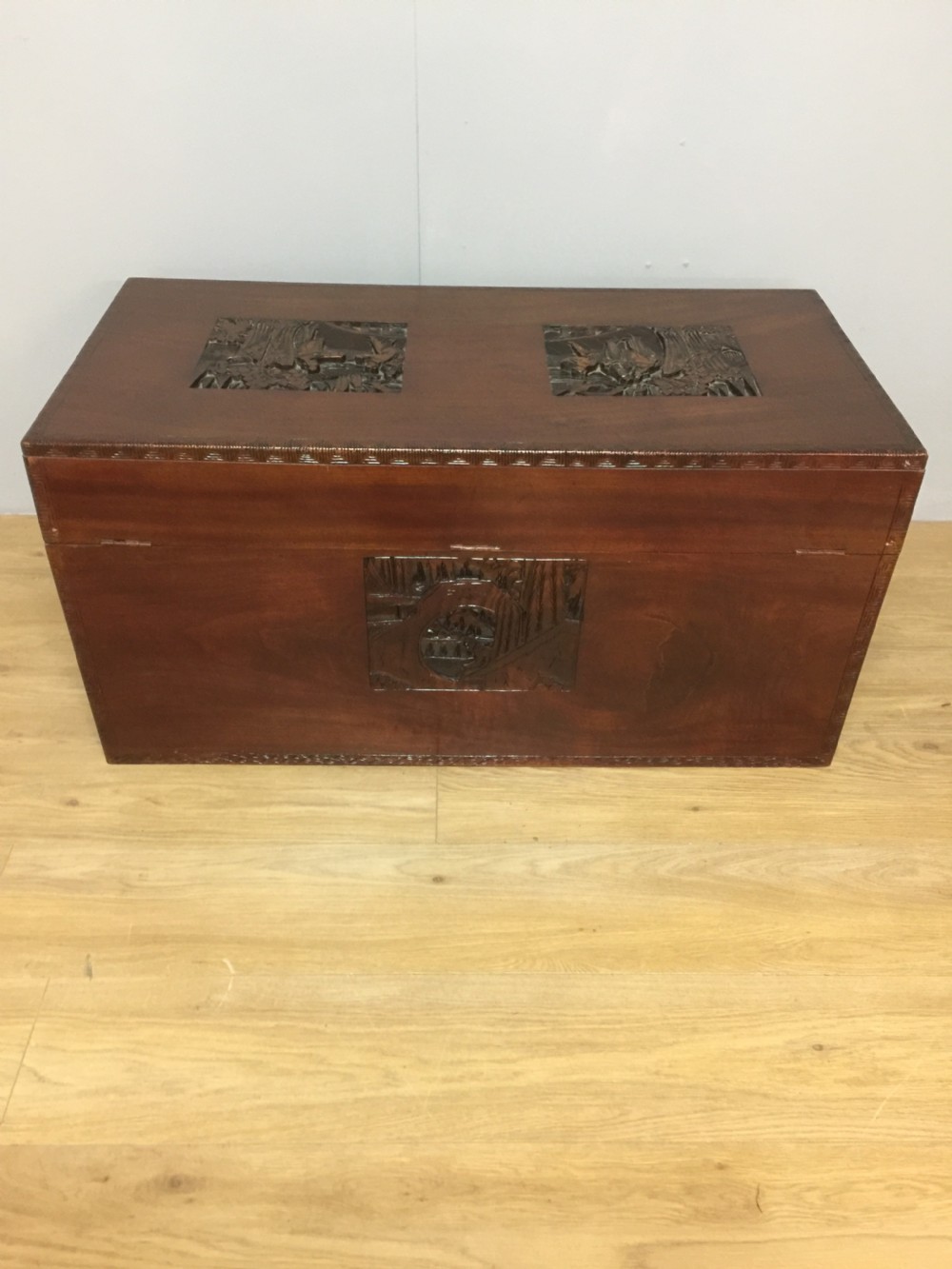 Carved Camphorwood chest circa 1920 View IX