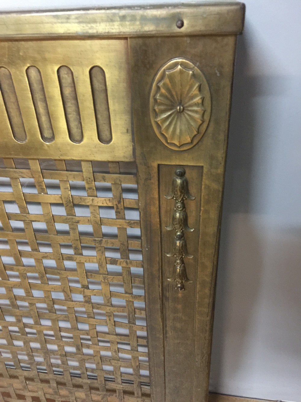 Rare solid brass radiator cover circa 1920 View V