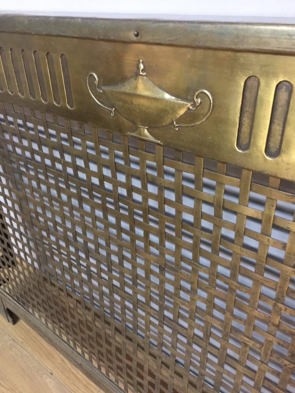 Rare solid brass radiator cover circa 1920 View VI