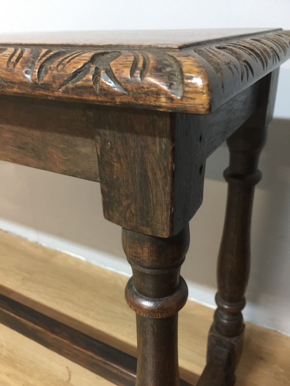 Nineteenth century solid oak window seat View V