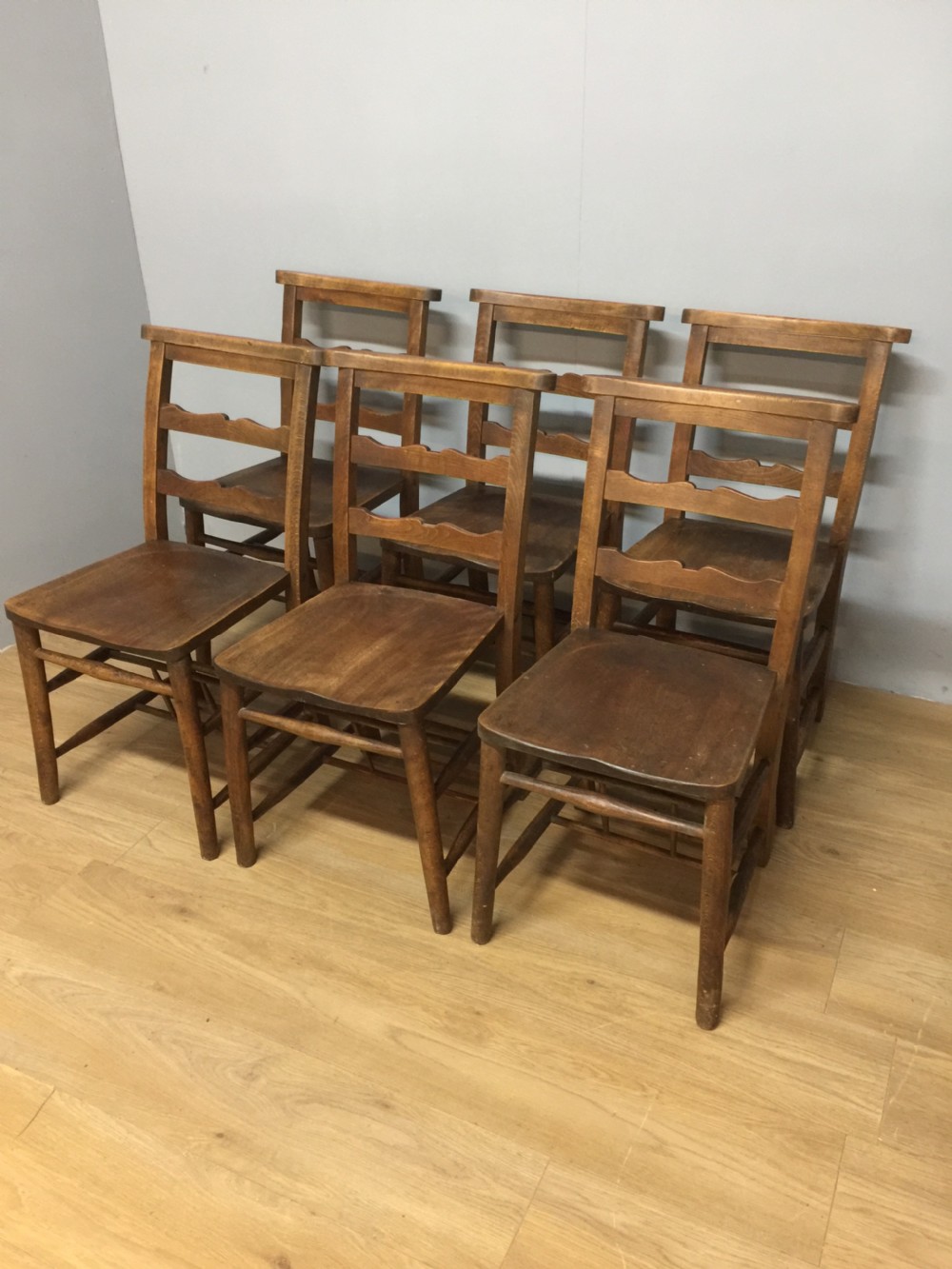 Set of six nineteenth century chapel chairs  View II