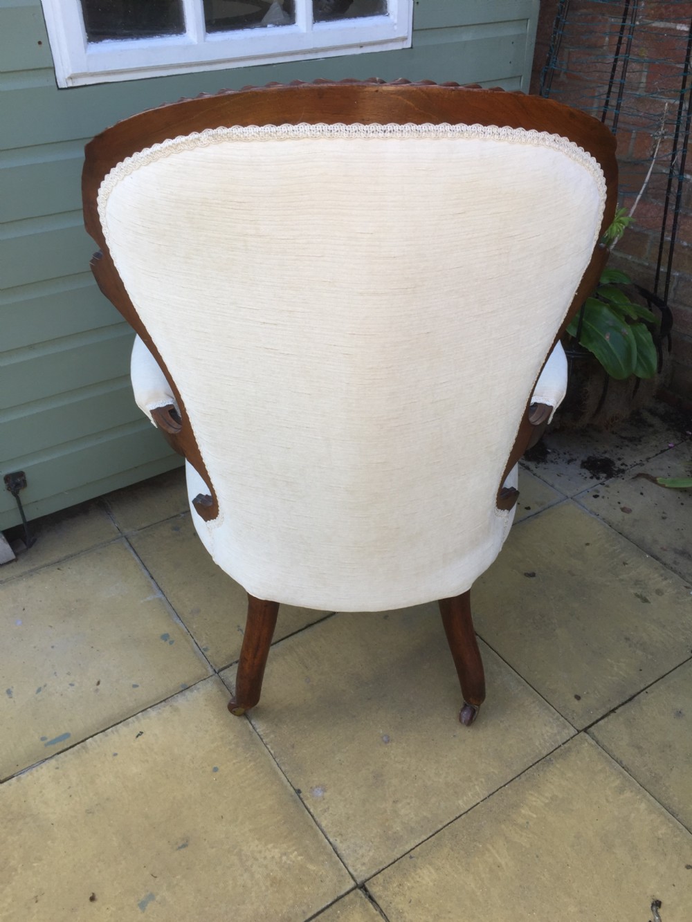 Nineteenth century walnut spoon back armchair on turned and fluted legs  View IX