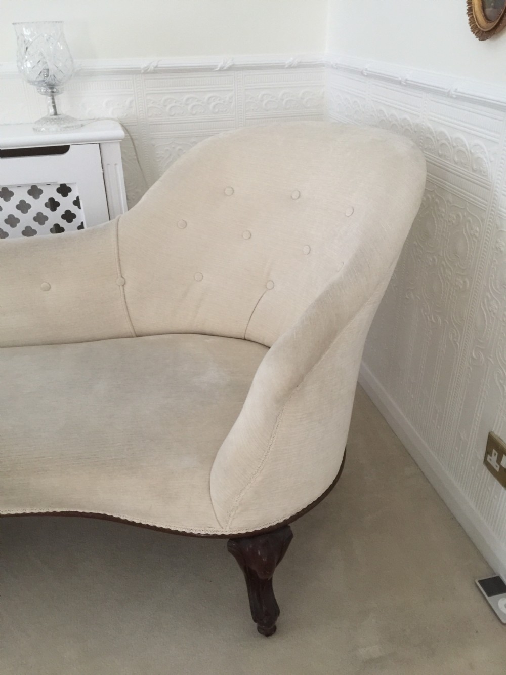 Nineteenth century chaise longue in cream fabric  View VII