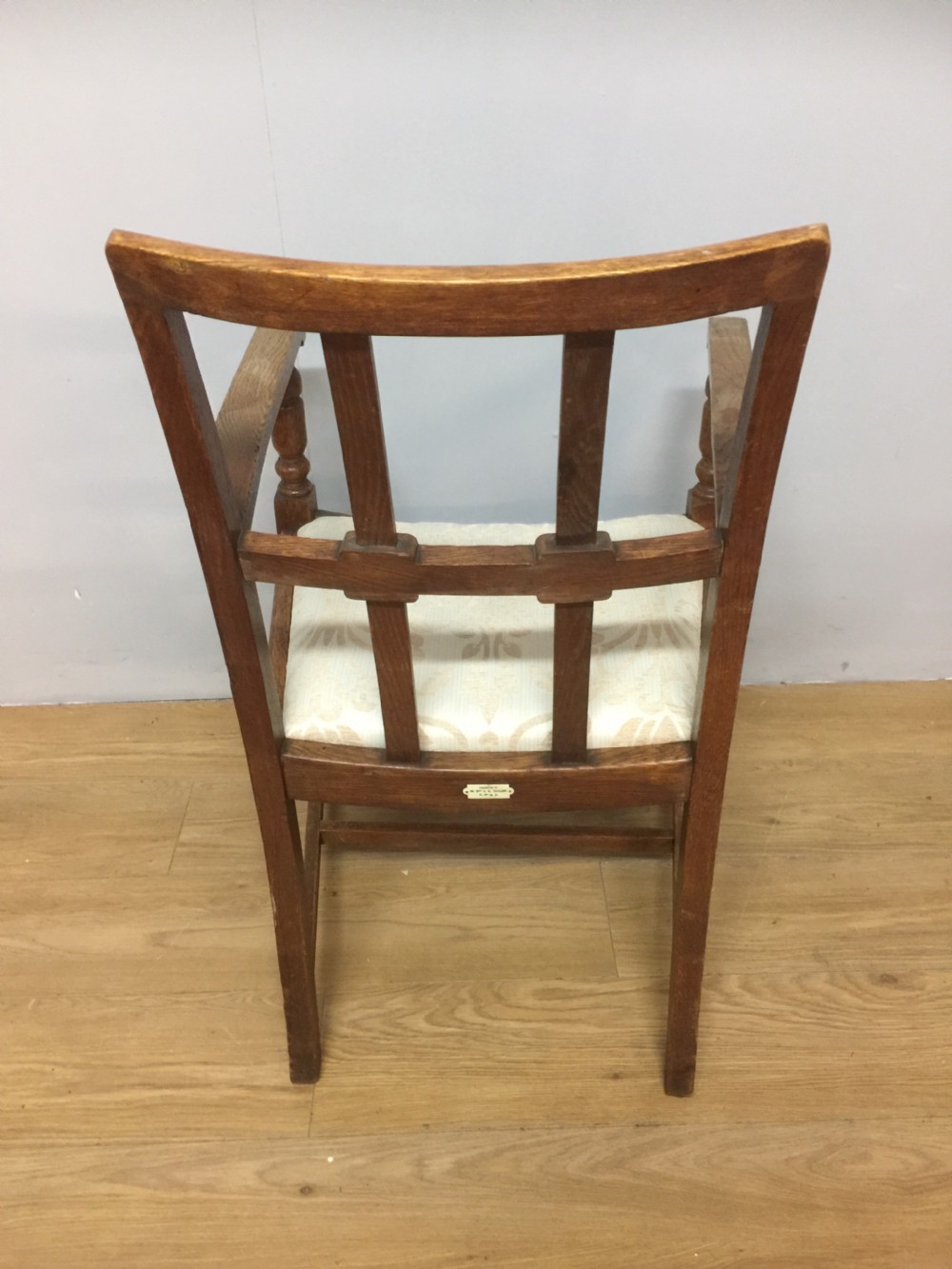 Arts and crafts oak armchair from a Masonic Lodge  View III