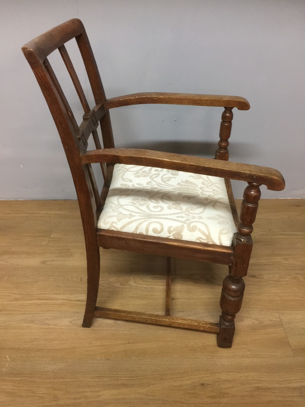 Arts and crafts oak armchair from a Masonic Lodge  View V