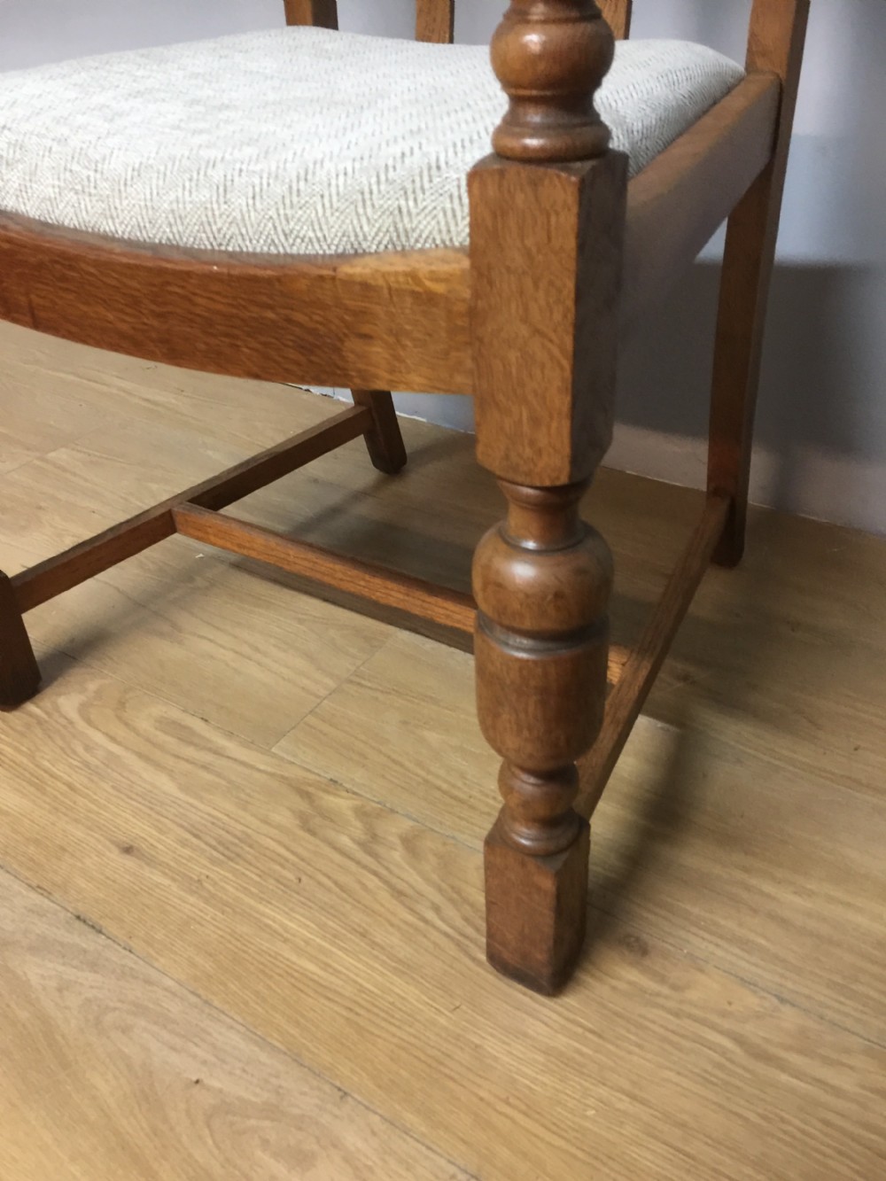 Arts and Crafts golden oak armchair from a Masonic Lodge  View III