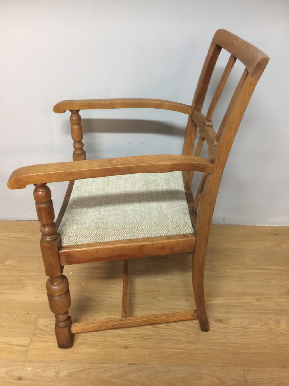 Arts and Crafts golden oak armchair from a Masonic Lodge  View V