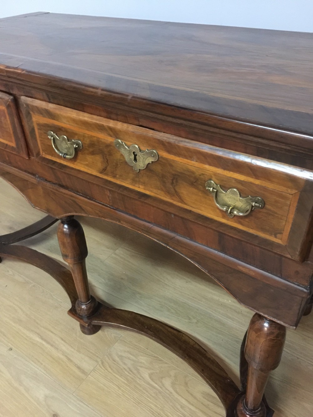 Early nineteenth century burr walnut side table  View V