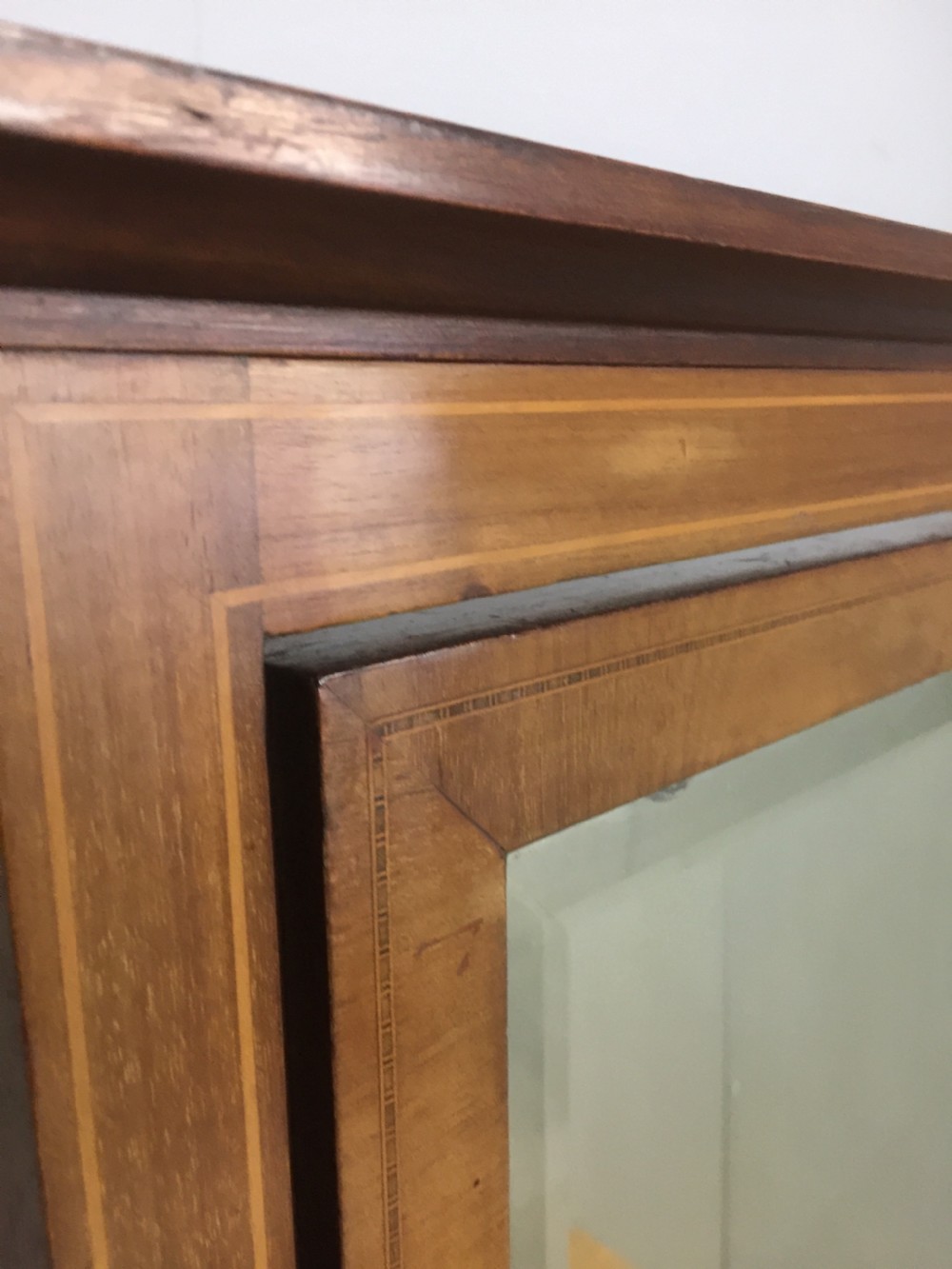 Nineteenth century Sheraton style inlaid mahogany cheval mirror View IV