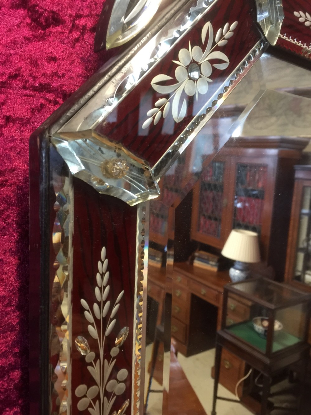 Venetian etched and cut crested mirror circa 1930 View III