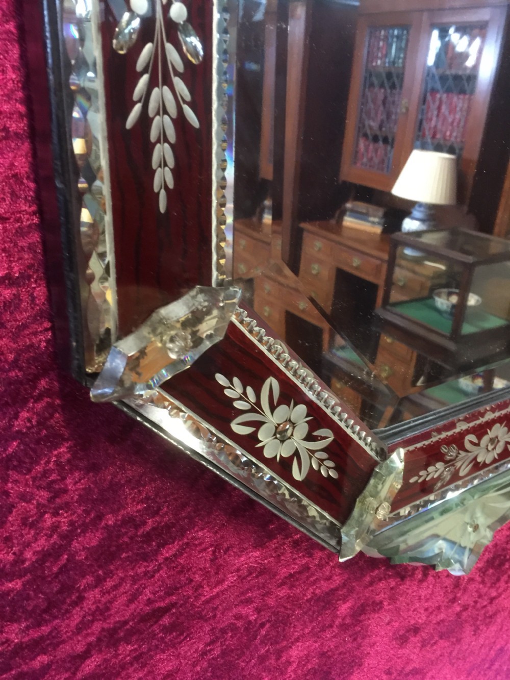 Venetian etched and cut crested mirror circa 1930 View IV
