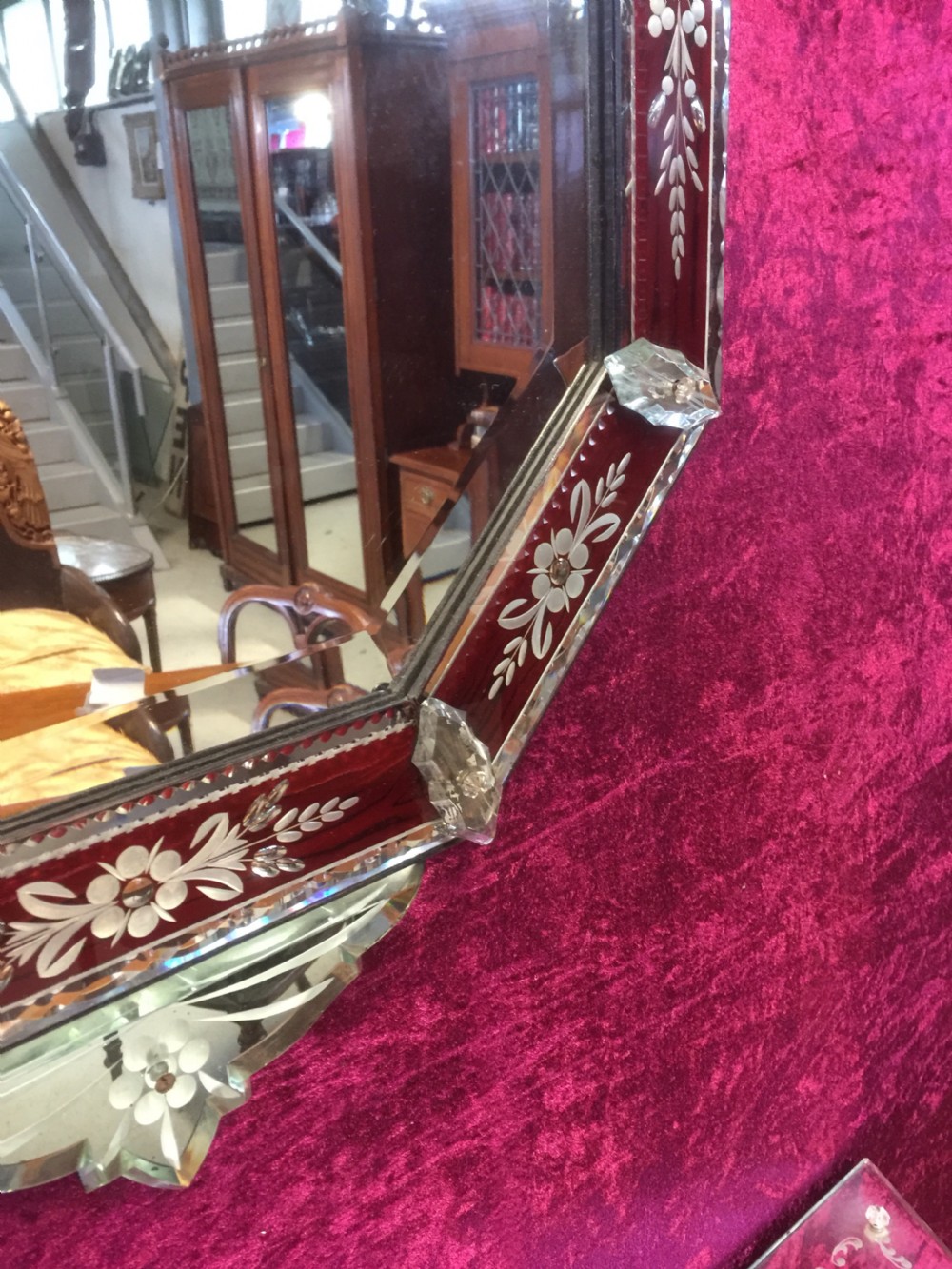 Venetian etched and cut crested mirror circa 1930 View V