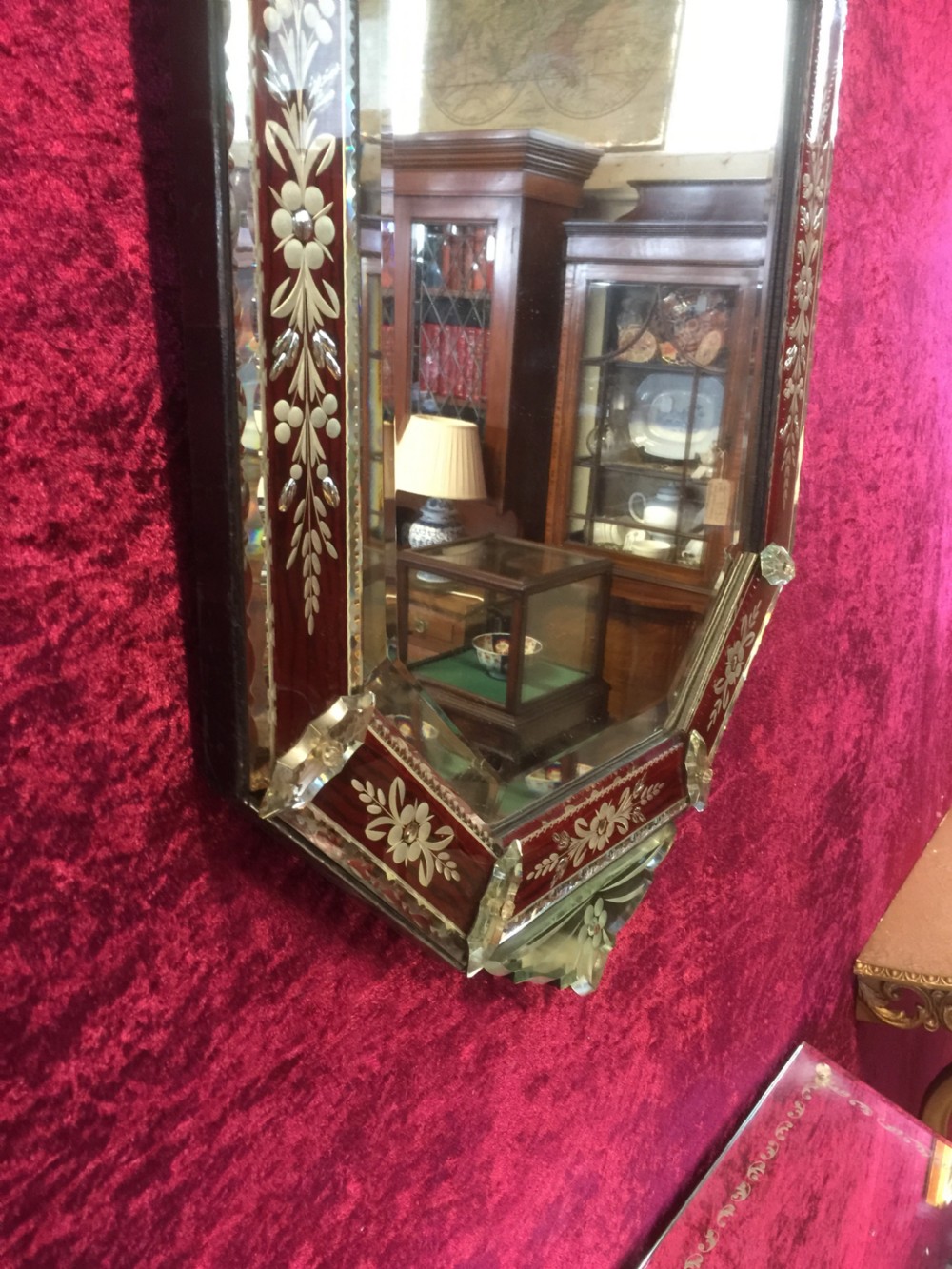 Venetian etched and cut crested mirror circa 1930 View VII