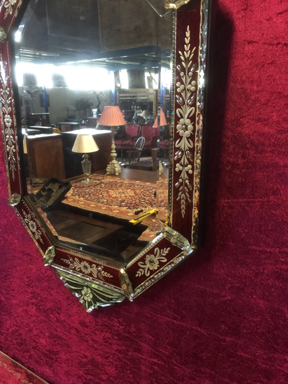 Venetian etched and cut crested mirror circa 1930 View VIII