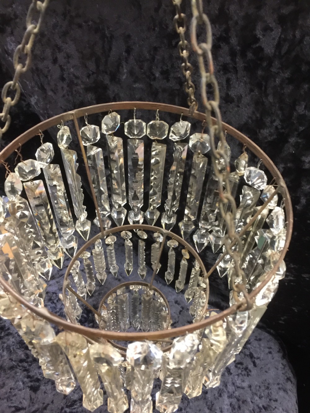Three tier waterfall chandelier with cut glass lustres -nineteenth century View VII
