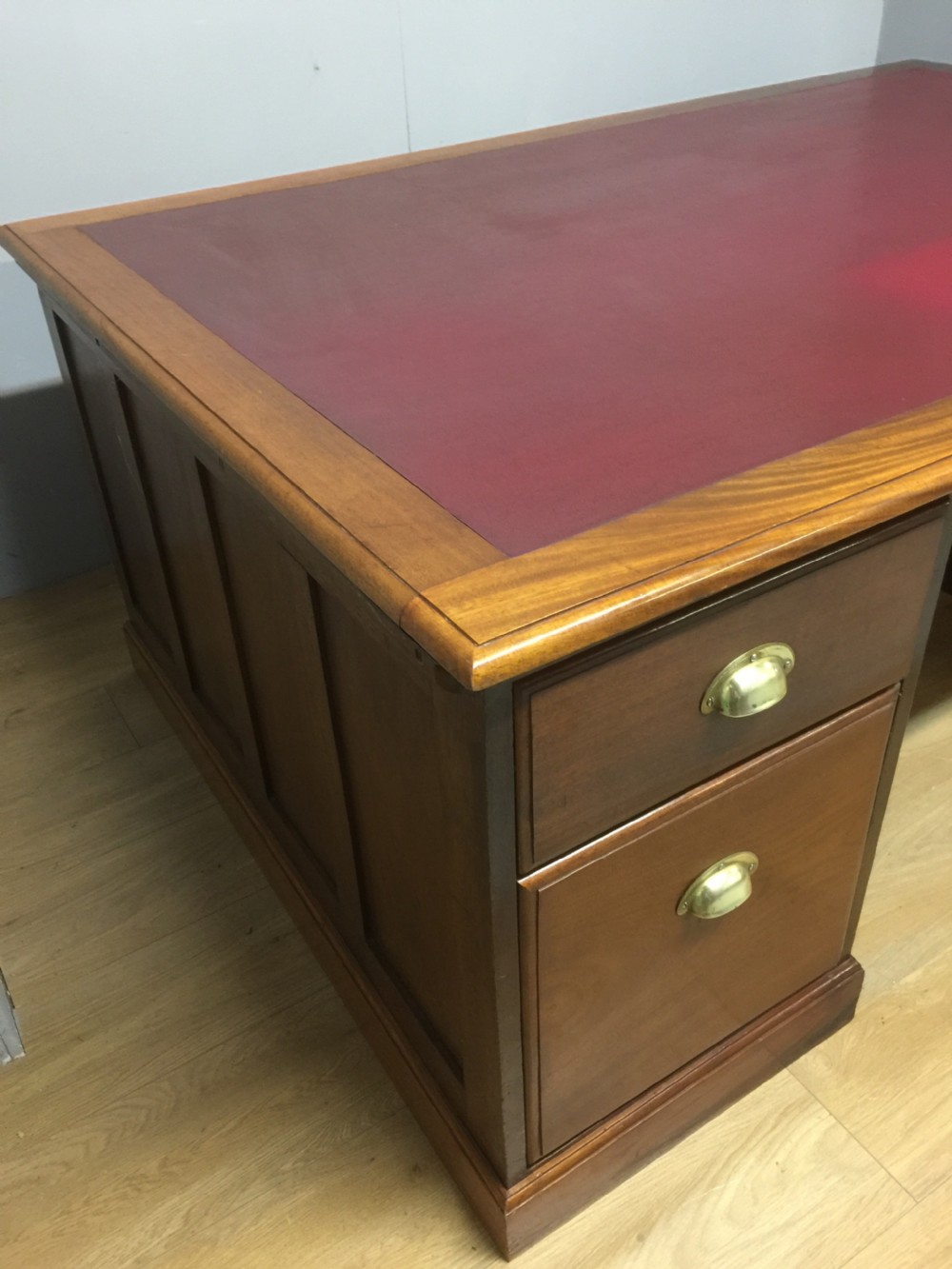 Large Edwardian mahogany partners desk  View III