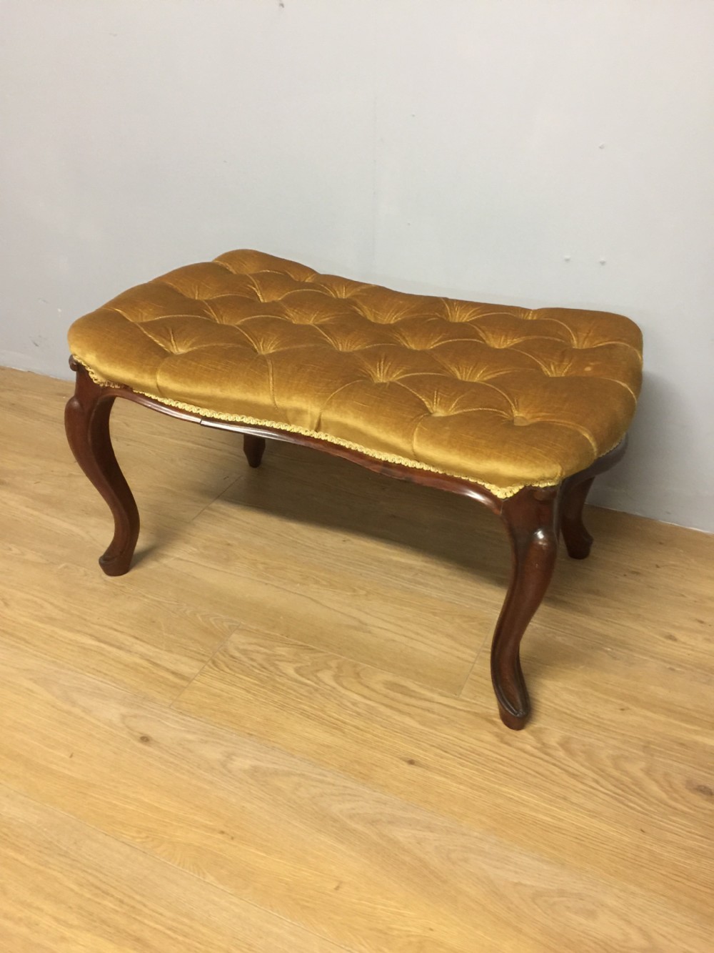 Nineteenth century mahogany framed stool on cabriole legs 