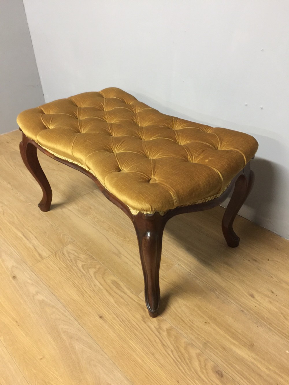 Nineteenth century mahogany framed stool on cabriole legs  View II