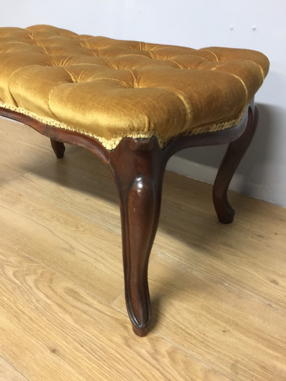 Nineteenth century mahogany framed stool on cabriole legs  View III