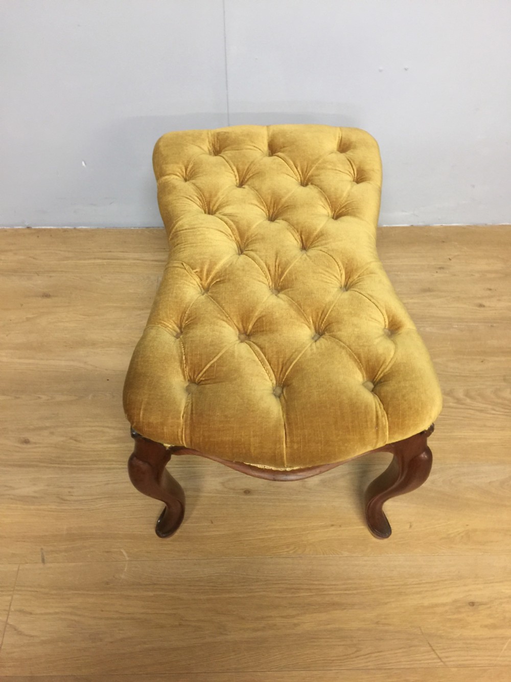 Nineteenth century mahogany framed stool on cabriole legs  View V