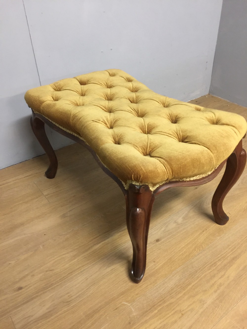 Nineteenth century mahogany framed stool on cabriole legs  View VI