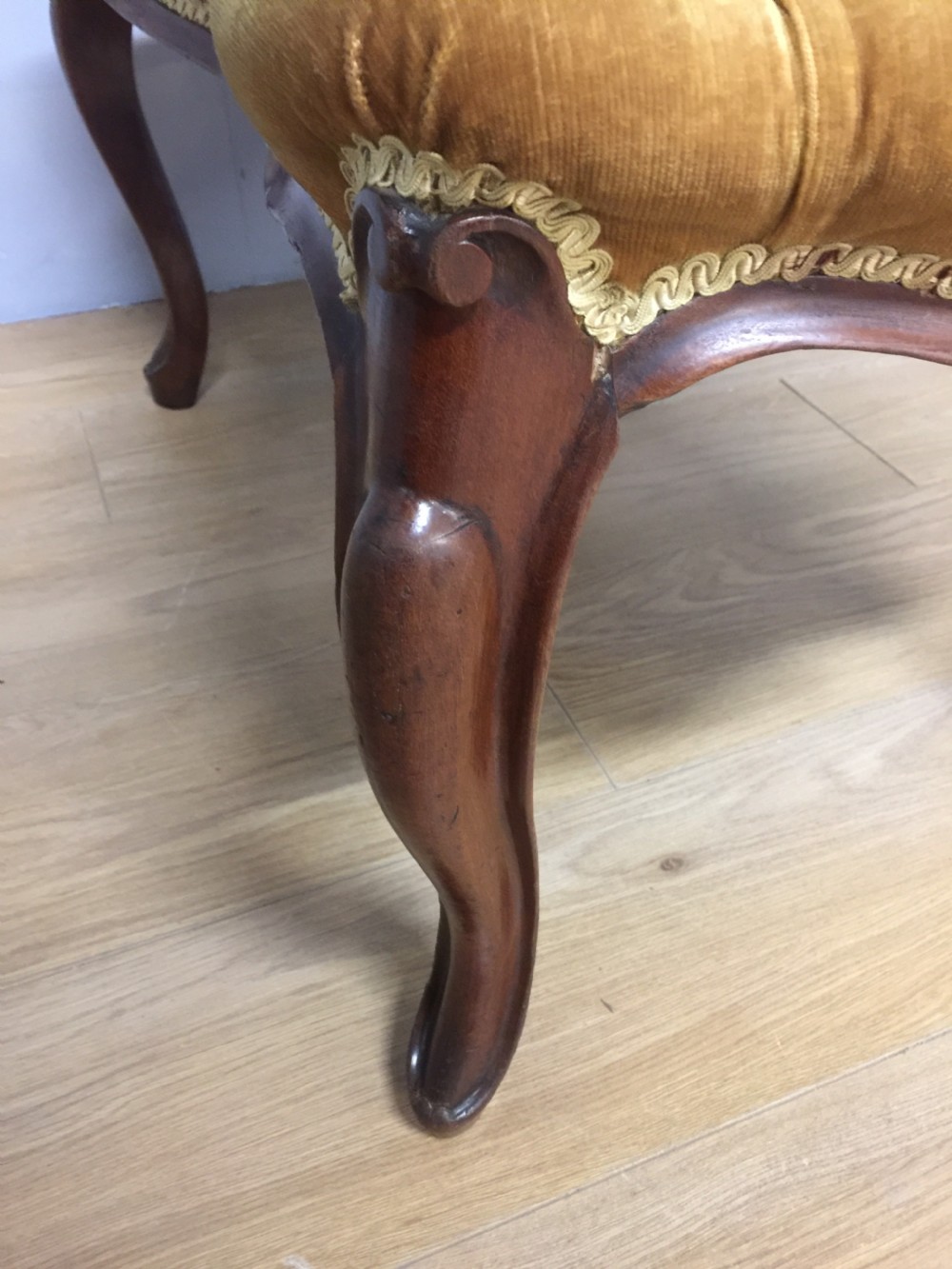 Nineteenth century mahogany framed stool on cabriole legs  View VII