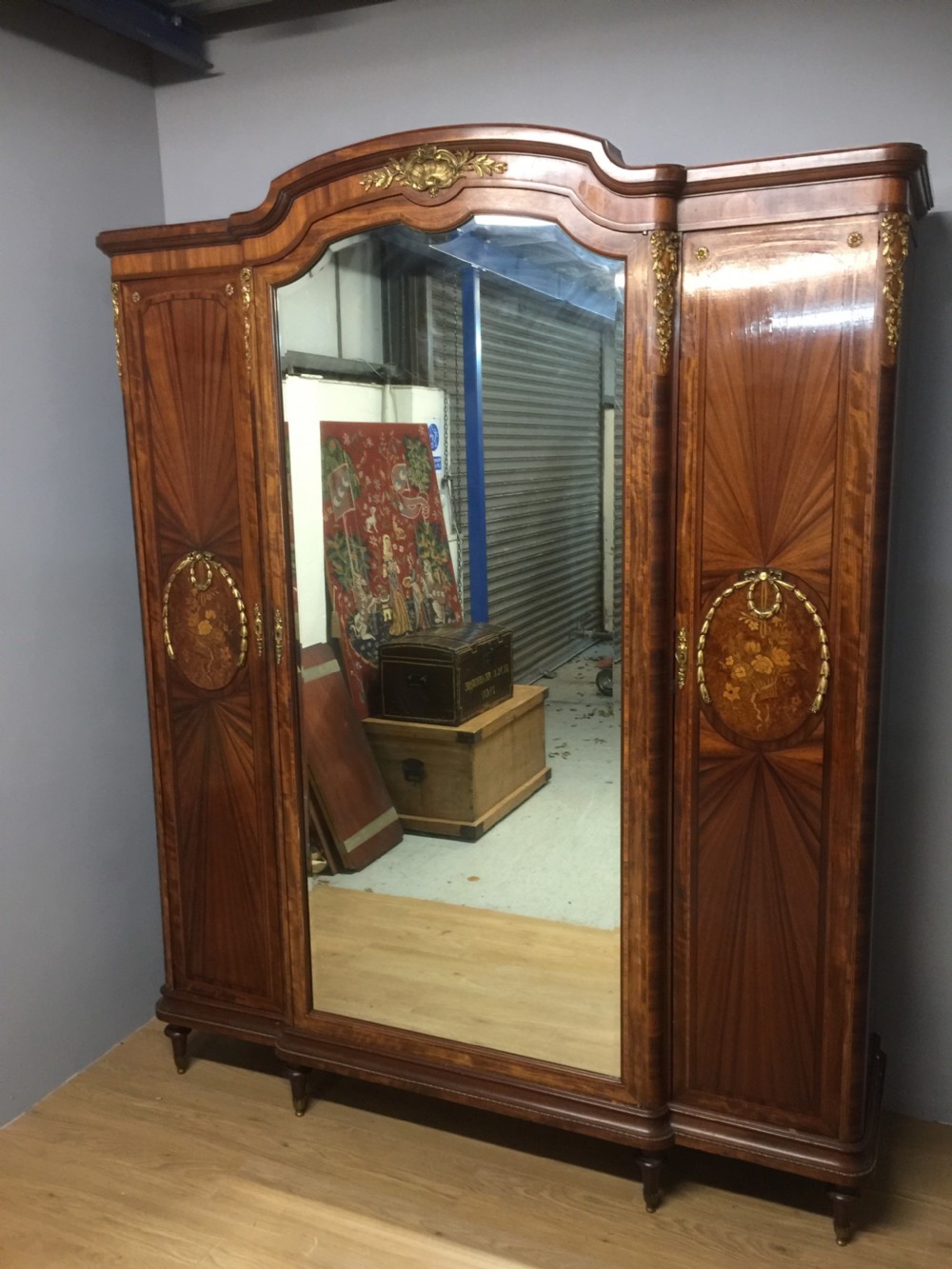 French inlaid ormolu mounted armoire.  View VI